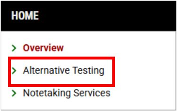 Image of step 2 select alternative testing