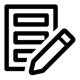 Icon of an from with pencil representing testing policies and procedures