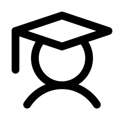 Icon of a person wearing a graduation cap, representing a student.
